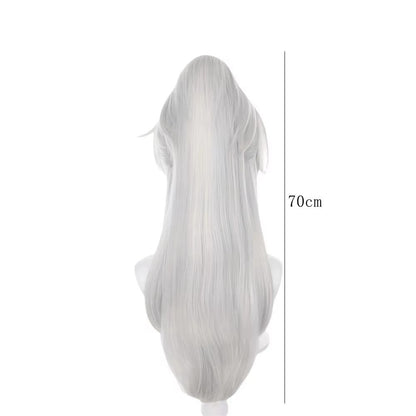 Anime Cosplay Jing Yuan Peruca Longa Reta Prata Branca Rabo de Cavalo Cabelo Sintético Peluca Para Frieren Festival Adereços de Role Play