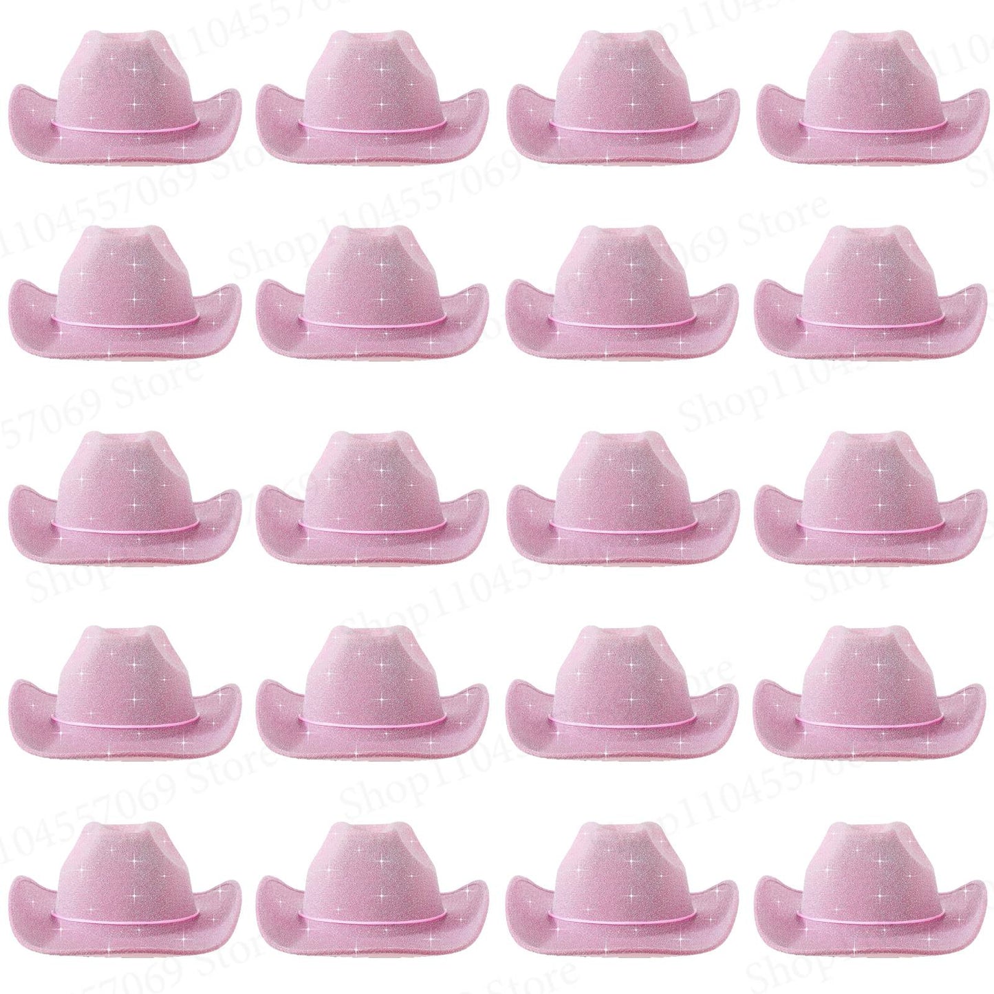 6-48Pcs Sparkly Cowboy Hat for Wedding Bachelorette Party Cowgirl Hats with Bandanas Heart Sunglasses Western Party Supplies