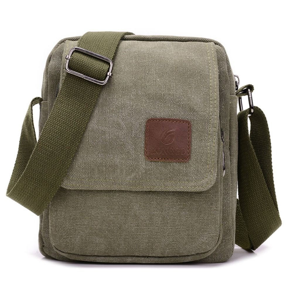 Vintage Canvas Men Crossbody Bag Anti-theft Large Capacity Outdoor Small Bag Wear-resistant Business Cashier Wallet Shoulder Bag