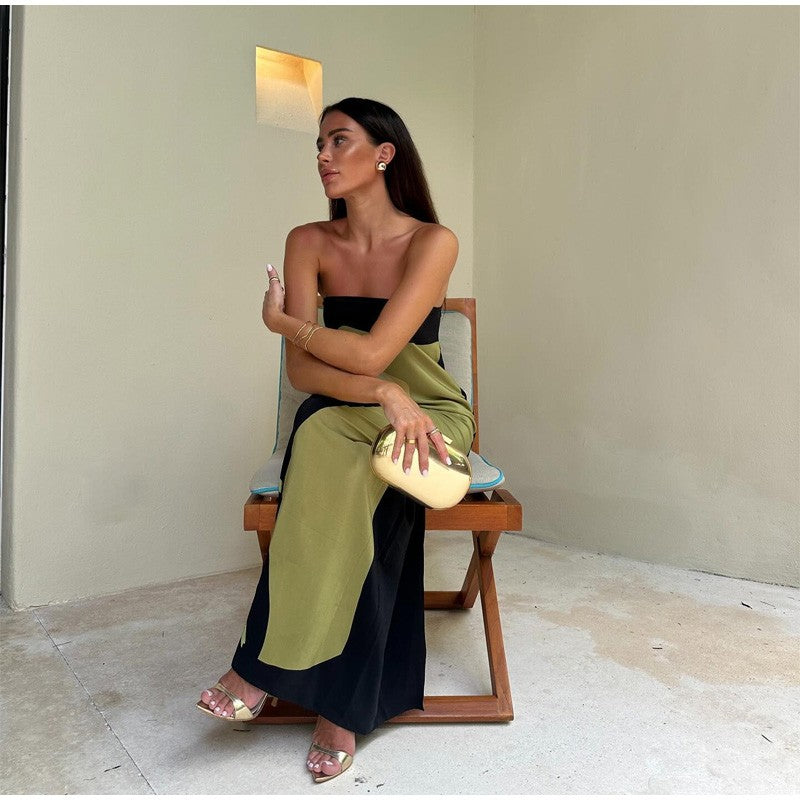 2024 Summer Women Strapless Backless Flower Printed Long Dress Women Sleeveless Off Shoulder Vestidos Plus Size S-3XL Streetwear