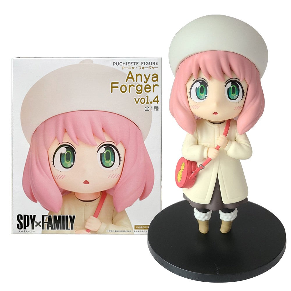 15CM Anime SPY Family Anya Forger Figura 4 Roupas de Inverno Chapéu Vestir-se Fofo Modelo de Pé Brinquedo Presente Coleção Boneco de Ação