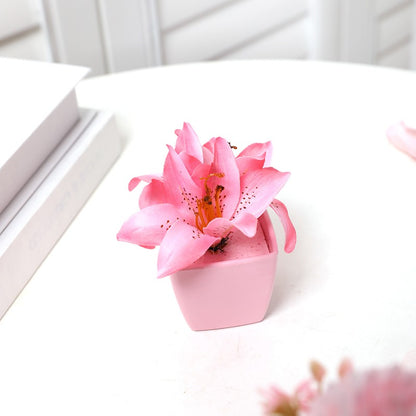 5PCS, Mini Pink Artificial Flower Potted Plant, Indoor Desktop Shelf Decoration