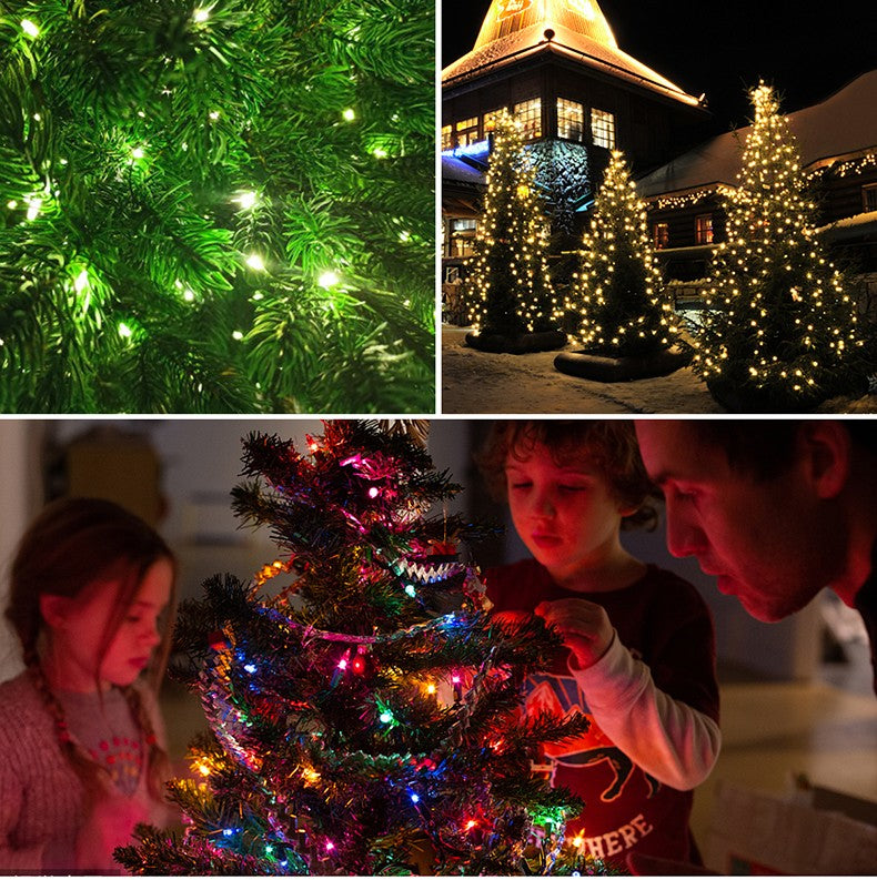 Outdoor LED Christmas Lights Green Wire Leather 24V Fairy Lights String Waterproof Garden Party Wedding Garland Decor New Year Q