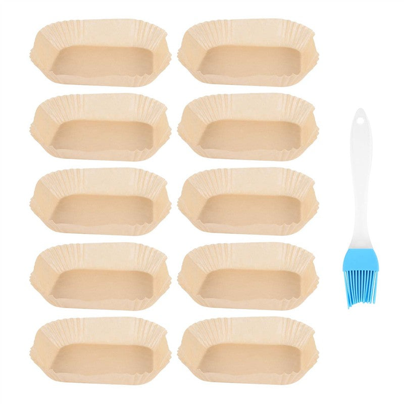 LECKL-50Pcs Papel Manteiga para Air Fryer com Pincel de Óleo, Forros Quadrados de 6,3 Polegadas, Papel Descartável para Assar, Folhas para Air Fryer