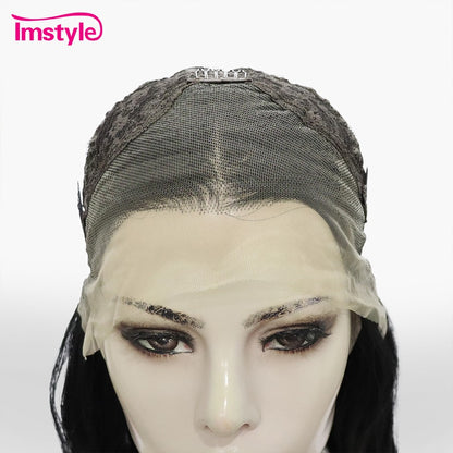 Imstyle Black Lace Wig Long Synthetic Lace Front Wig Heat Resistant Fiber Natural Wavy Lace Daily Cosplay Wigs For Women
