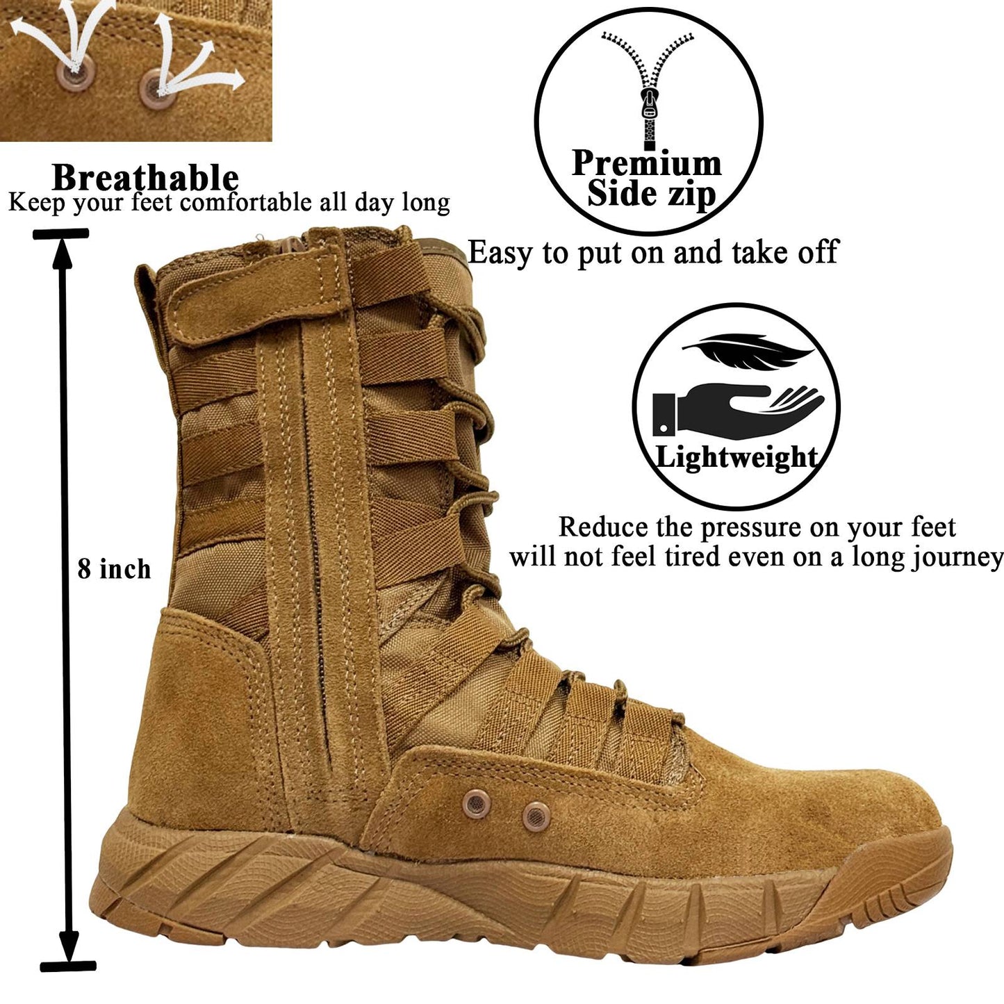 LAHORS Lightweight Suede Leather Tactical Combat Boots Men Outdoor Hiking Desert Army Shoes Breathable Male Ankle Boots Man made