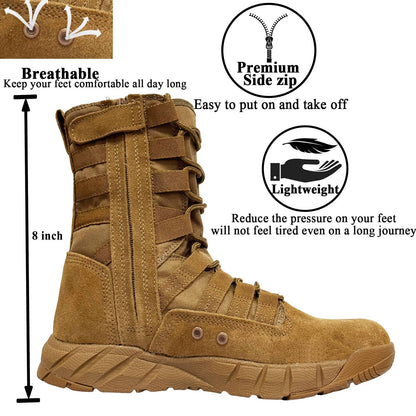 LAHORS Lightweight Suede Leather Tactical Combat Boots Men Outdoor Hiking Desert Army Shoes Breathable Male Ankle Boots Man made