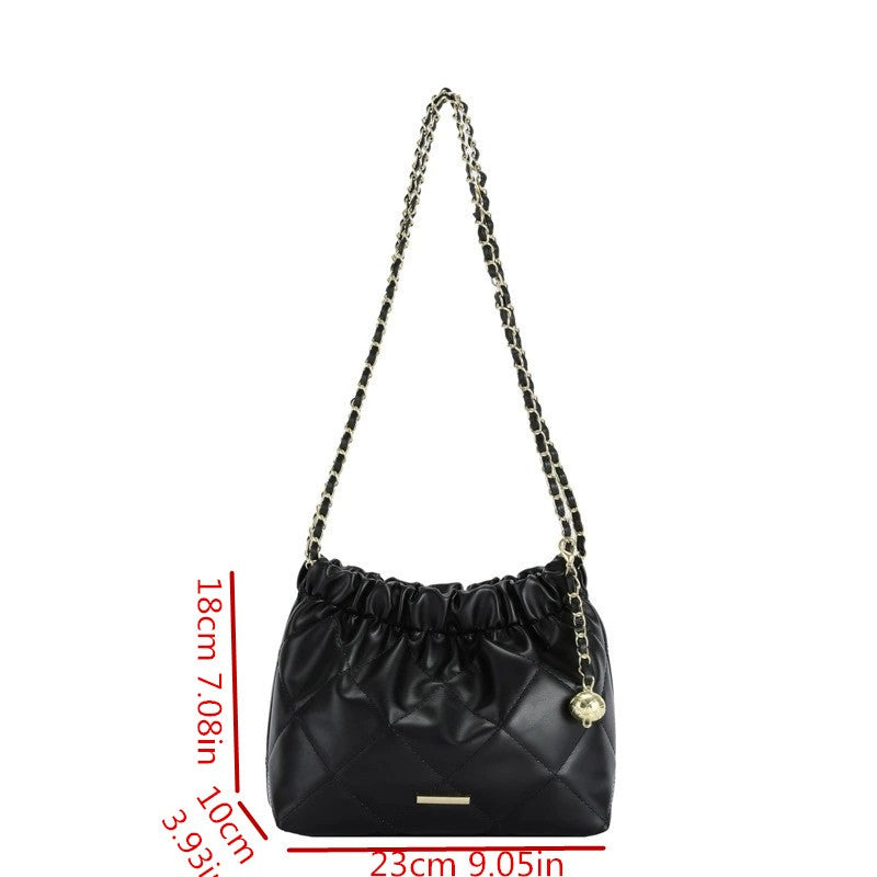 Chic Quilted Embroidered Thread Pu Women's Bag Fashion Chain Single Shoulder Bag, Stylish Crossbody Bag Perfect for Everyday Use
