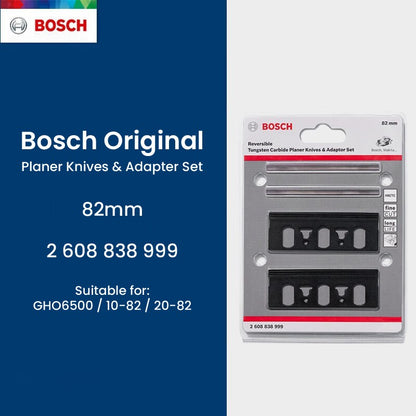 Faca de 82mm Reversível de Metal Duro para Plaina e Conjunto Adaptador Bosch para GHO6500/10-82/20-82