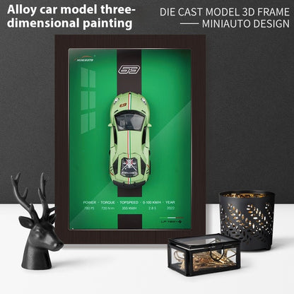 1/32 Versão Porta-retrato Liga de Metal Modelo de Carro Esportivo Simulação Carro de Corrida 3D Pintura de Parede Coleção Presentes Infantis Decoração