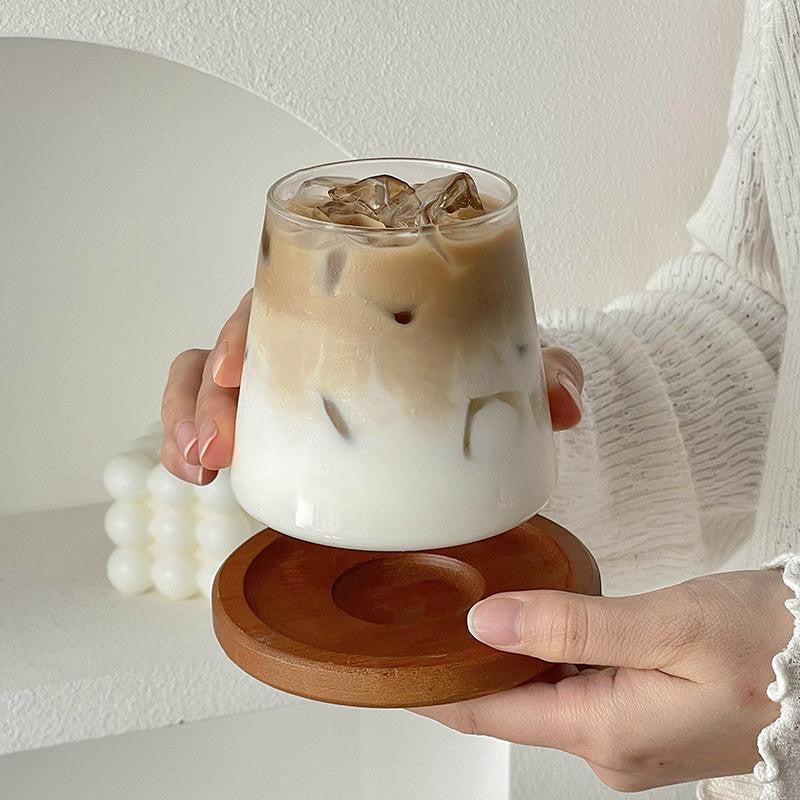 2/4 canecas de vidro copos de café gelado 300ml canecas de vidro acessórios de cozinha 350ml canecas para chá com leite suco garrafa de vidro para bebidas