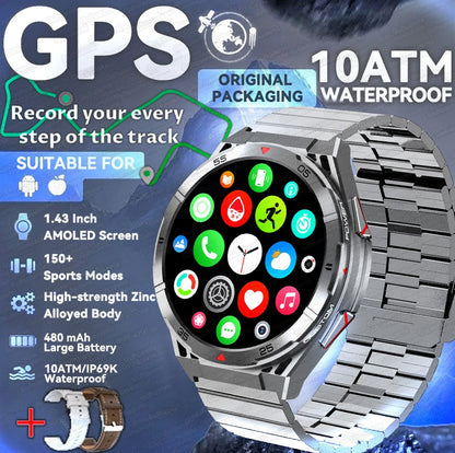 2025 AGPS New Men Smart Watch DIgital Military Sport Electronic Bluetooth 10 ATM Waterproof Diving Original Bracelet