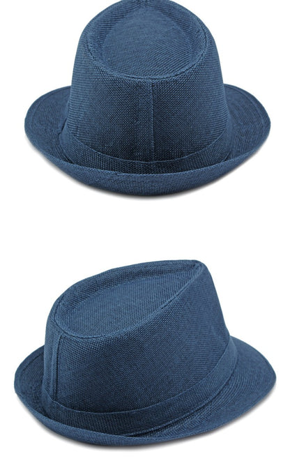 Middle-aged Spring and Summer Outdoor Sun Protection Hat Beach Top Hat Female Casual Retro Jazz Linen Hat  Fedoras for Man Party