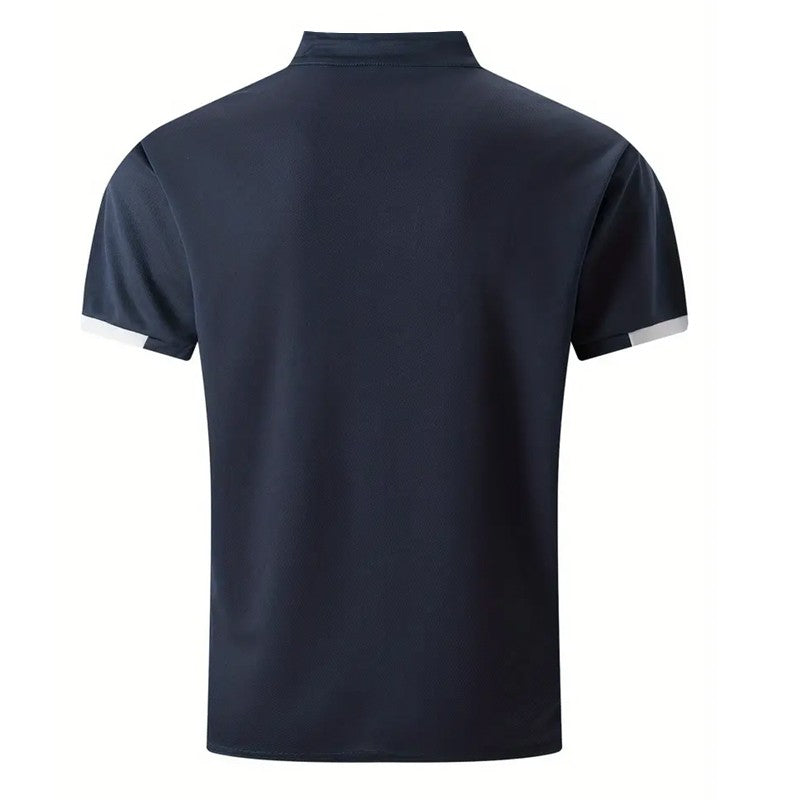 Men Clothes Spring Summer Casual Fashion Short Sleeve Stand Collar Polo Shirt Logo Print Men Clothes Slim Fit Polo Shirt