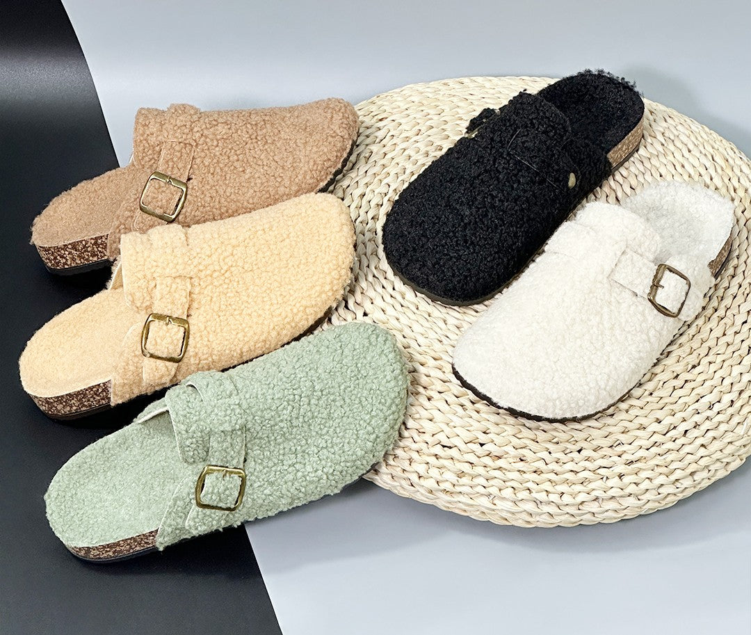 New Fall Winter Women And Men's Slippers With Plush Upper Indoor Outdoor Casual Sandals