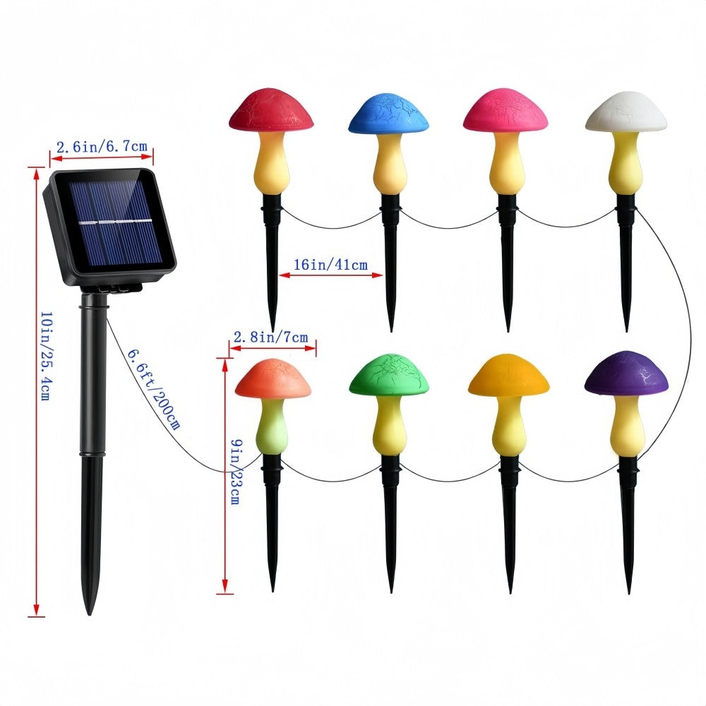 Solar Garden Decor Lights Crack Mushrooms Outdoor Decor Stake String Lights Waterproof Solar Pathway Lights Christmas Decoration