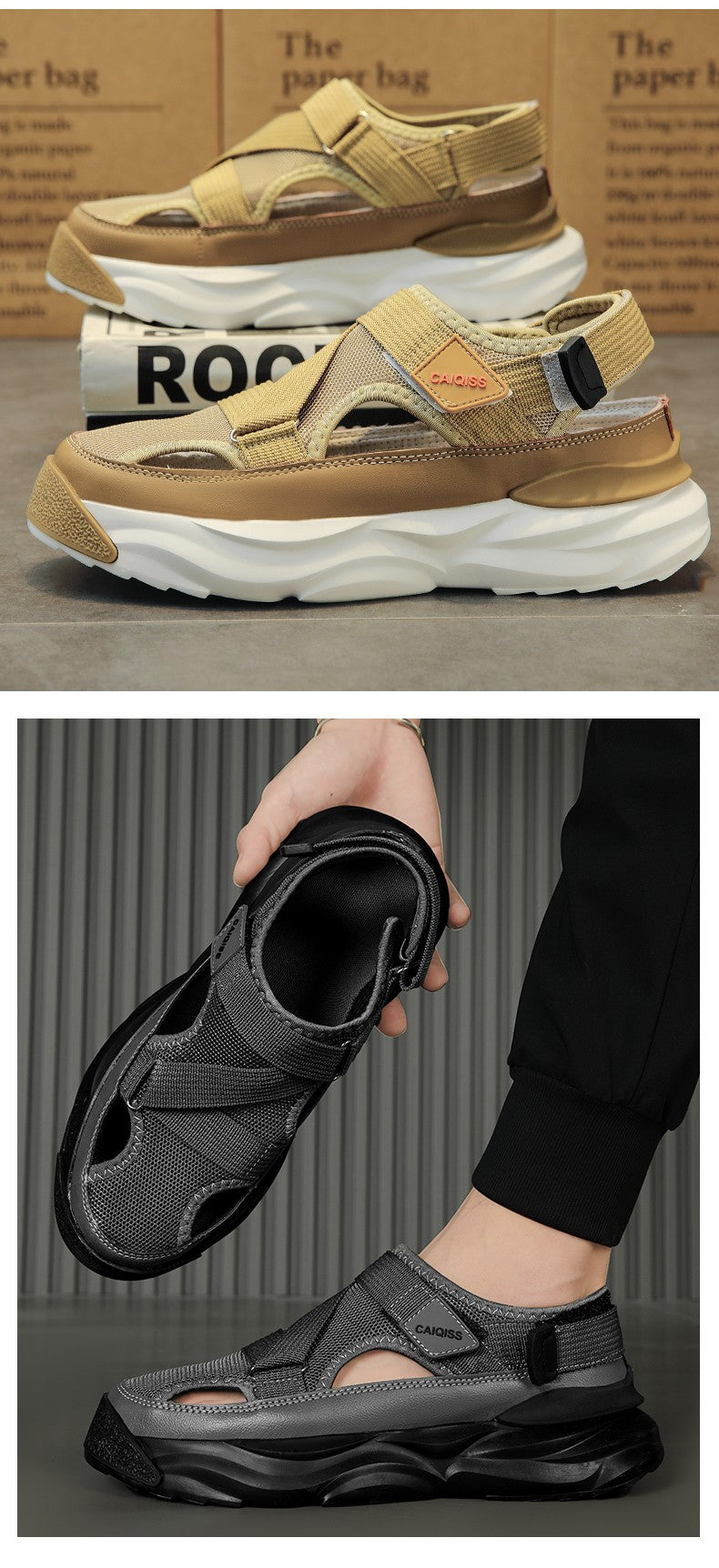 Men's Sandals Summer Platform Slippers Non-Slip Beach Pool Sandals Mesh Hole Men's Garden Shoes Flip Flop Outdoor Water Shoes