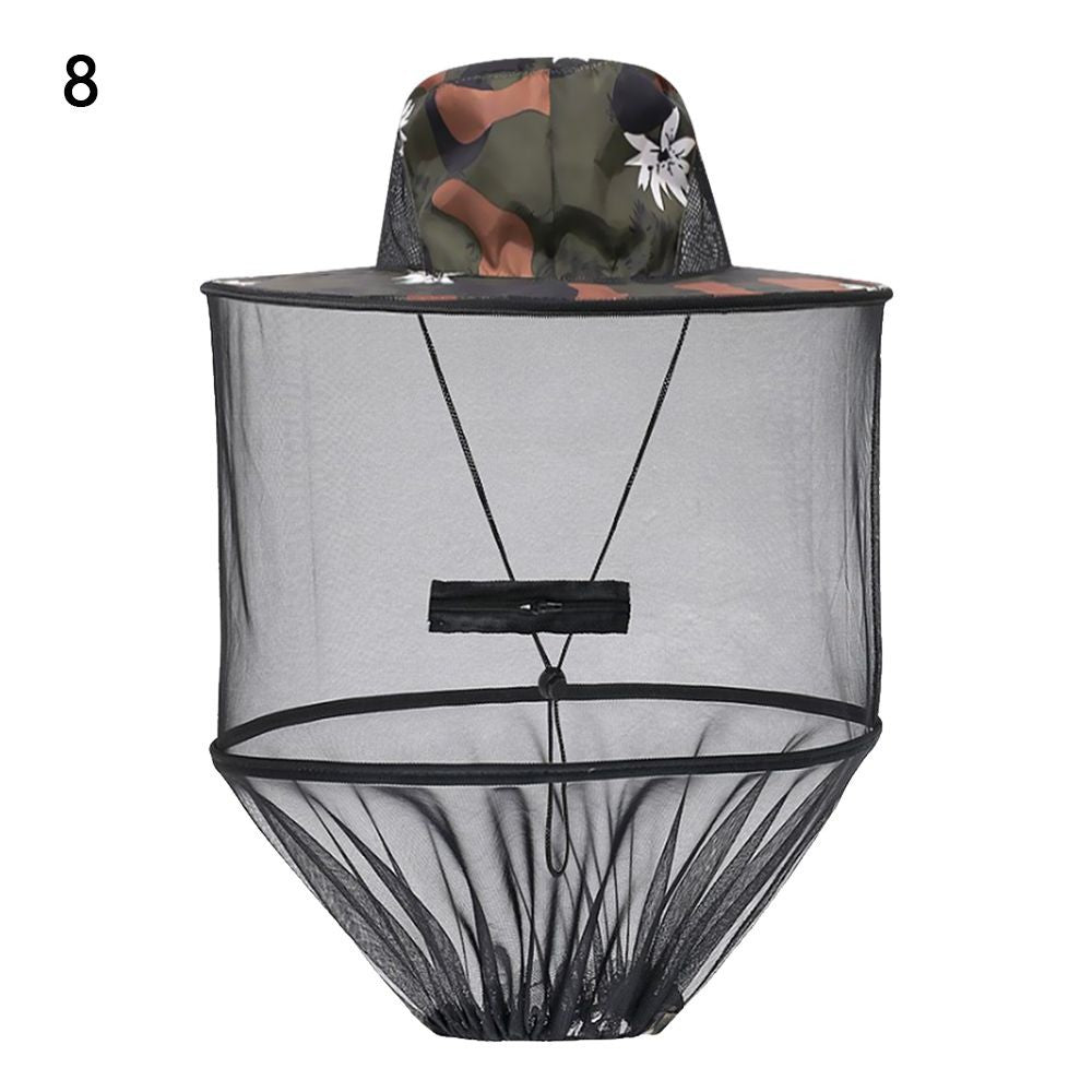 Chapéu Mosquiteiro Com Tela Protetora Repelente Insetos Abelhas Proteção Masculino Feminino Chapéu De Pesca Protetor Solar Ao Ar Livre