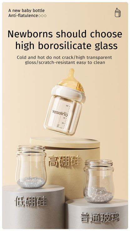 Newborn Baby Items Feeding Bottle 0-6 Months Anti Bloating Anti Spitting Choking Bebe Glass Baby Bottles 160ml Silicone Nipple