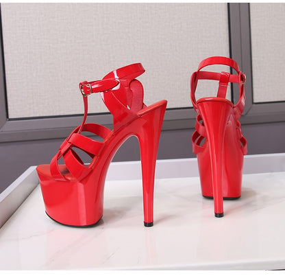 7Inches 17cm Beige Club High Heels Starry Sky Platform Party Pole Dance Women Sandals High-heeled Sandals Gothic Fetish Pumps