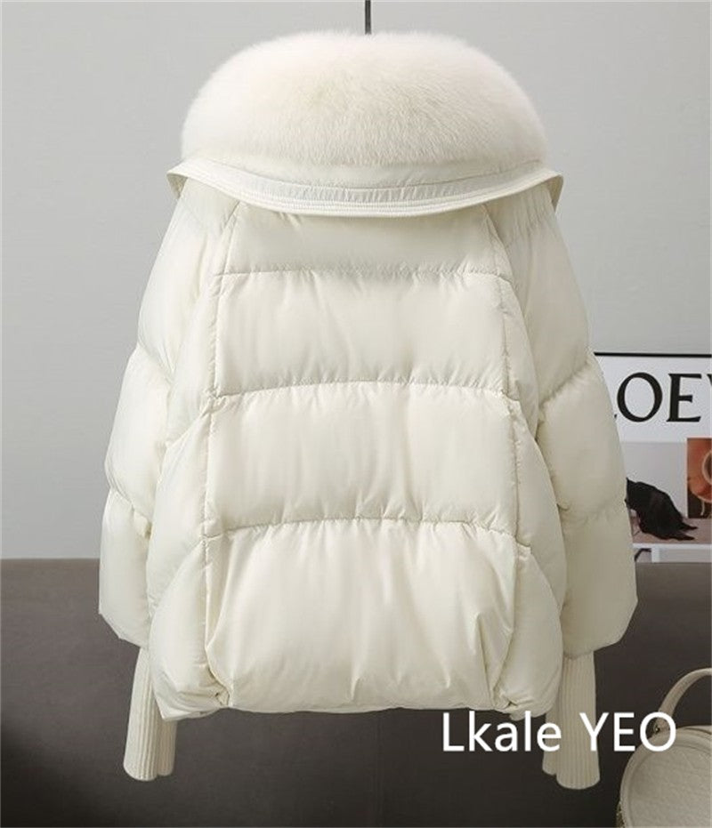 Women's Winter Parka Coat 2025 Casual Korean Version Lady Outerwear Temperament Thicken Big Fur Collar Ladies Down Cotton Jacket