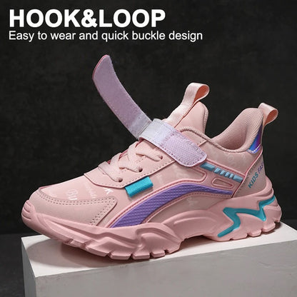 Children Sneakers Casual Shoes for Girls Pink Comfortable Leather Running Sports Kids Girl Flat Breathable Shoes