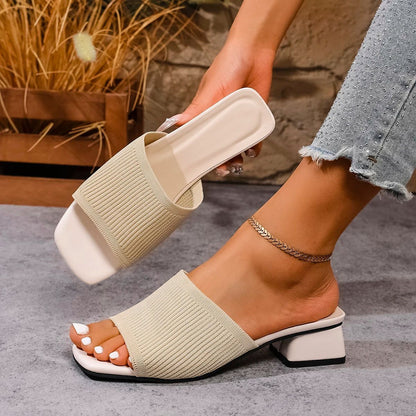 Women Sandals Slippers Summer Luxury Outdoor Casual Size 41 Women Shoes Soft Open Toe High Heels Slides Black Mules Sandals