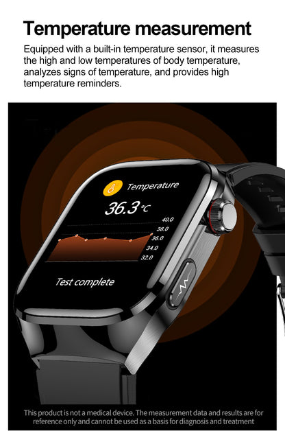Smartwatch 2025 Novo ECG Chamada BT Feminino Frequência Cardíaca Lipídios Sanguíneos Ácido Úrico Saúde Monitores AI Voz 650mAh Esportivo