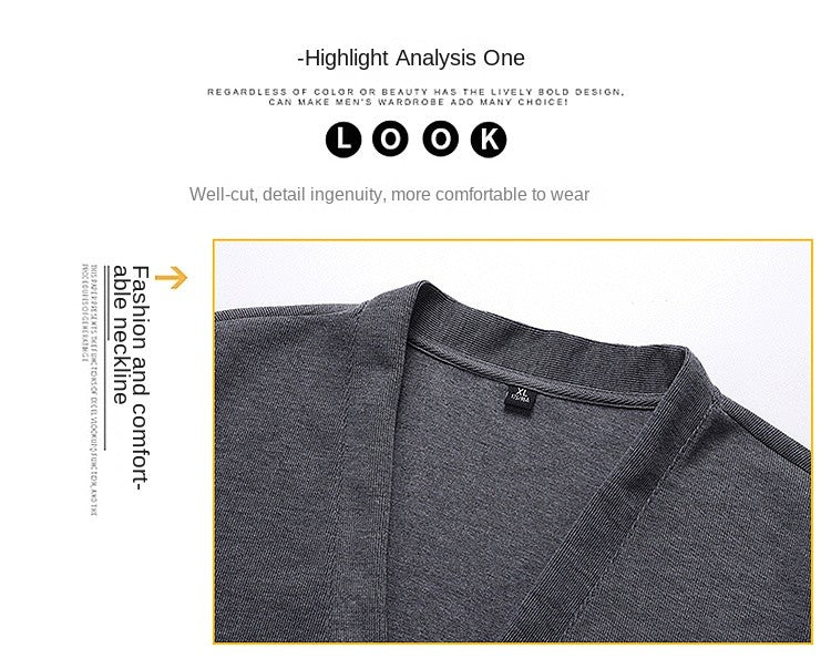 2024 Spring and Autumn New V-neck Cardigan Jacket for Men's Loose Knitted Casual Outdoor Versatile Jacket