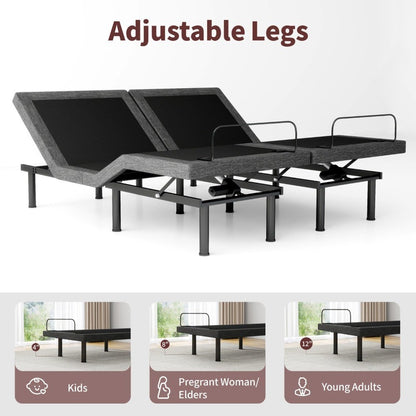 Adjustable Bed Frame, Adjustable Beds with Updated Thickened Frame,Wireless Remote, Separate Head/Foot Lift, Zero Gravity