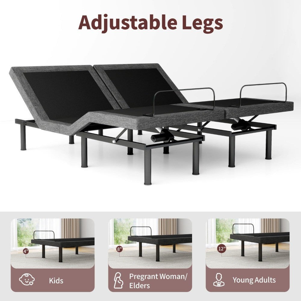 Adjustable Bed Frame, Adjustable Beds with Updated Thickened Frame,Wireless Remote, Separate Head/Foot Lift, Zero Gravity