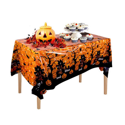 Halloween Decoration Tablecloth,Disposable Pumpkin Spider Web Bat Plastic Table Cover,Halloween Party Home Table Decor