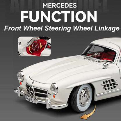 1:24 300SL W140 Carro de Brinquedo Modelo de Liga Fundido com Luz e Som, Carroceria Aberta, Modelos em Miniatura, Brinquedos Clássicos de Presente para Meninos