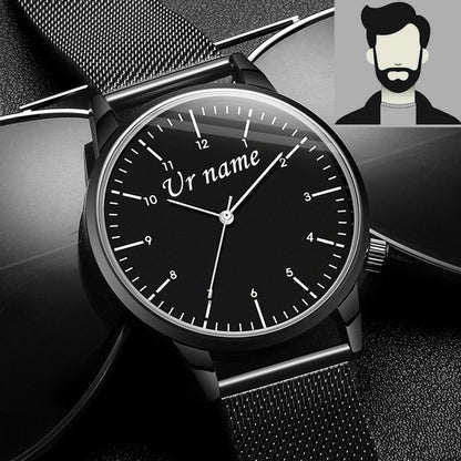 Free Personalized Engrave with Your Name Logo Text Men's Women's Mesh 3 ATM Water Resistant Wristwatch Customized Wrist Watch