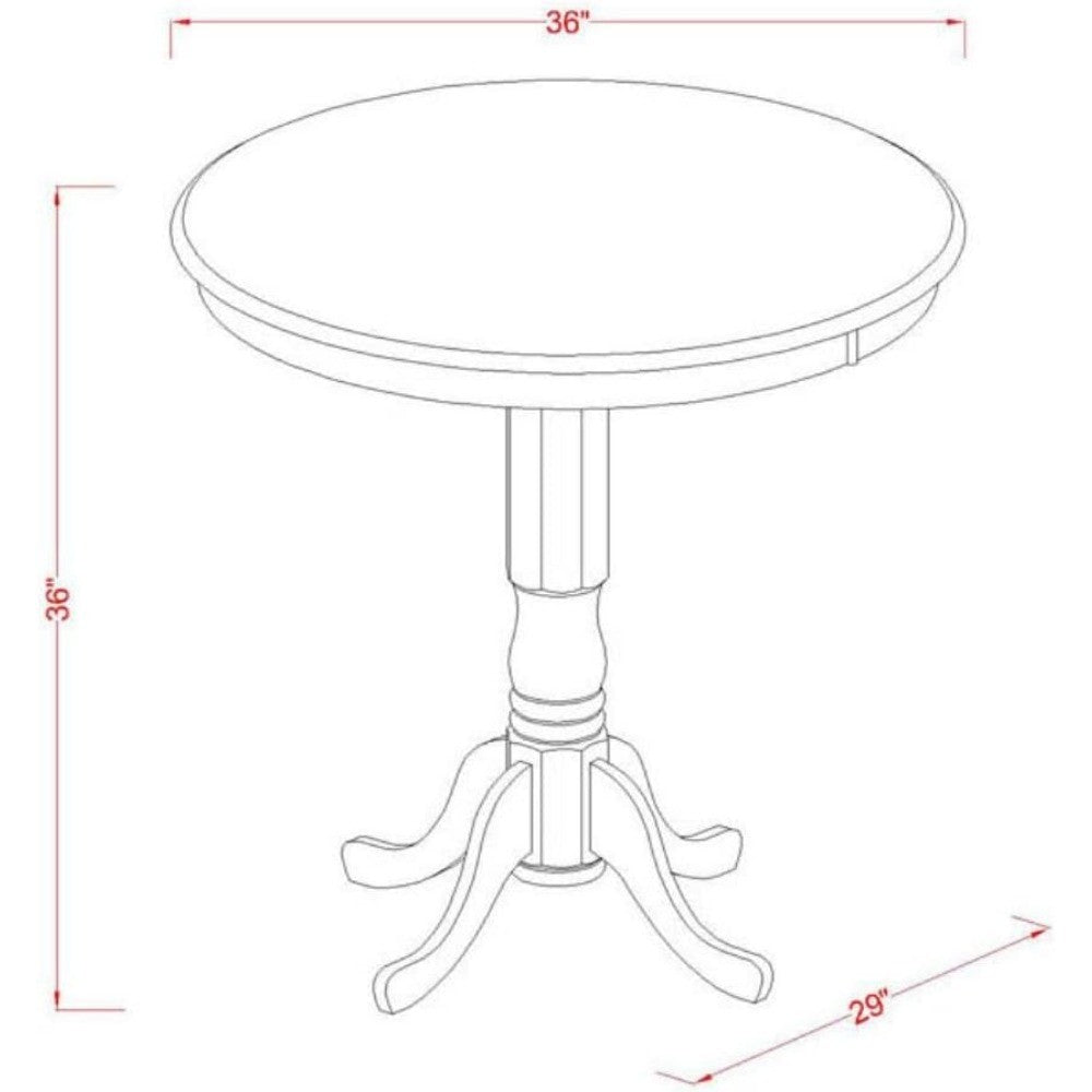 East West Furniture Jackson Round Counter Height Dining Table, 36 Inch Diameter, Black and Cherry Finish