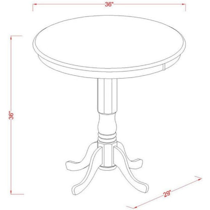 East West Furniture Jackson Round Counter Height Dining Table, 36 Inch Diameter, Black and Cherry Finish