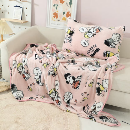Snoopy Plush Blanket Comfortable Cartoon Snoopy Pattern Printing Flannel Blanket Office Nap Blanket Bedroom Bedspread Girl Gift