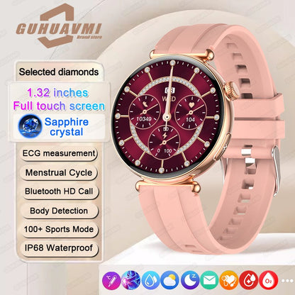 Women Smartwatch 1.32inch AMOLED Screen Call ECG Sport Watch Blood Pressure Micro physical examination AI dial Women Smart Watch