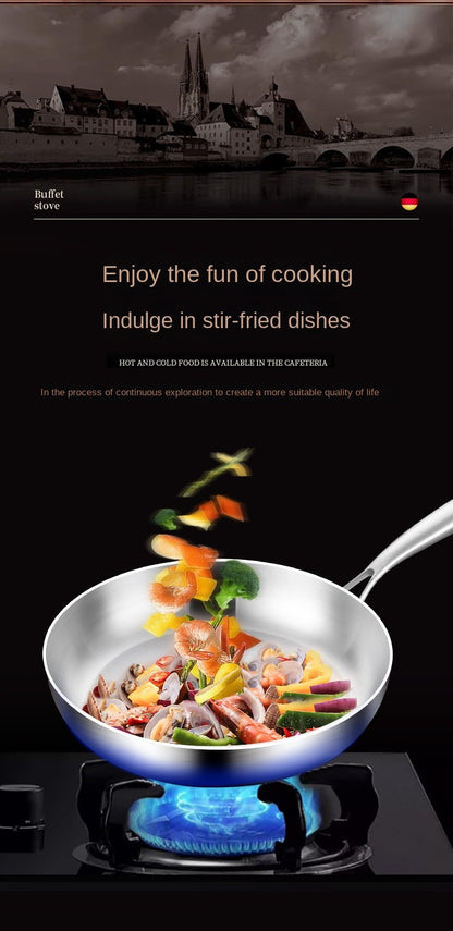 316 Stainless Steel Frying Pan Wok NonStick Pan Fried Steak Pot Uncoated Kitchen Cookware For Gas Stove and Induction Cooker Wok