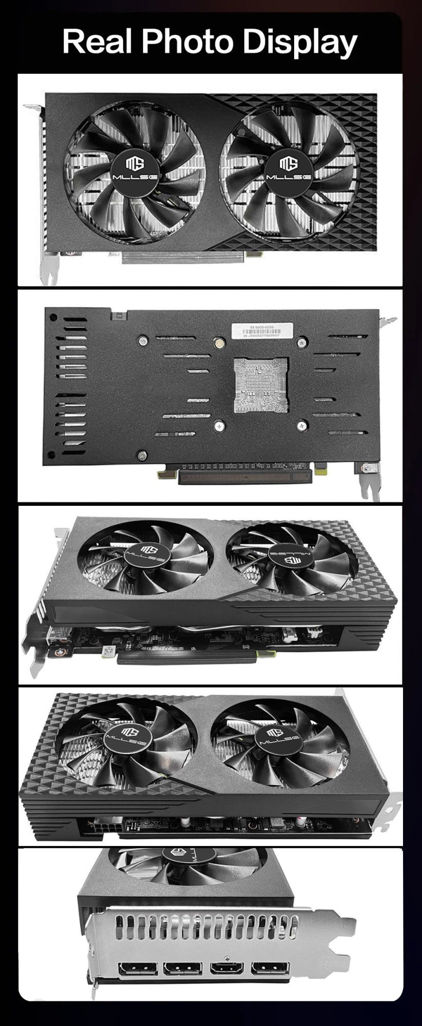 Placa Gráfica MLLSE Radeon RX5600 6GB GDDR6 6GB GPU de Computador para Jogos AMD RX5600 6GB Placa Gráfica para Desktop de Jogos