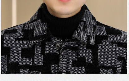 Winter Thicken Warm Wool Blends Jacket Men Fashion Plaid Casual Coat Slim Lapel Streetwear Overcoat Social Men Clothing 2022