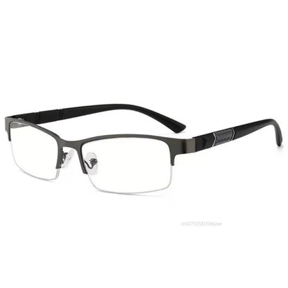 Óculos de Leitura Masculino de Metal Anti Luz Azul para Negócios Hipermetropia Óculos de Leitura Dioptria 0 +1.0 +1.5 +2.0 +2.5 +3.0 +3.5 +4.0