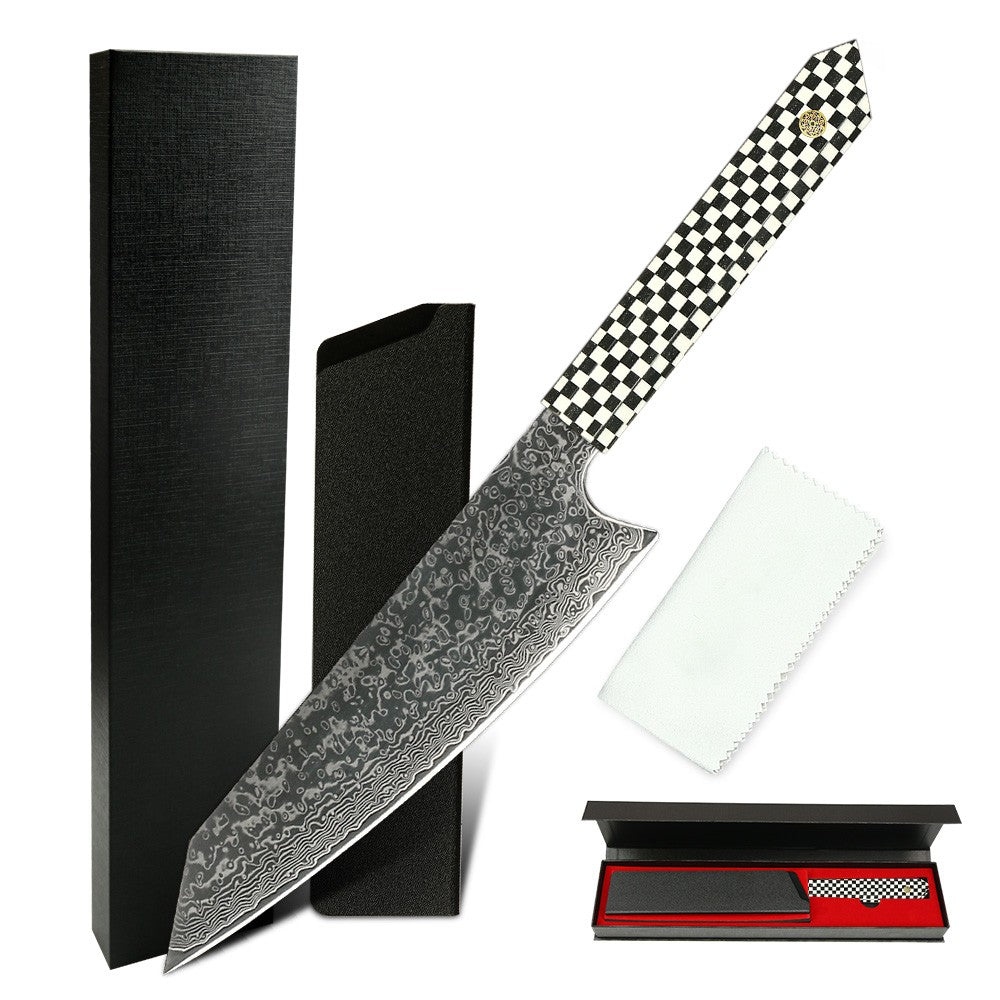 Professional Japanese Kitchen kiritsuke Knife 67-layer Damascus Steel Custom 8 inch Chef Knife with multicolour Resin Handle