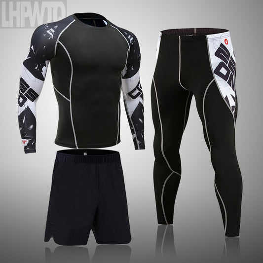 Men's Sports Suit MMA rashgard male Quick drying Sportswear Compression Clothing