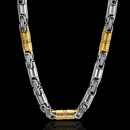 Colar Bicicleta Rock Punk HipHop 6mm Banhado a Ouro Joias Masculinas Femininas Corrente Bizantina de Aço Inoxidável Presentes