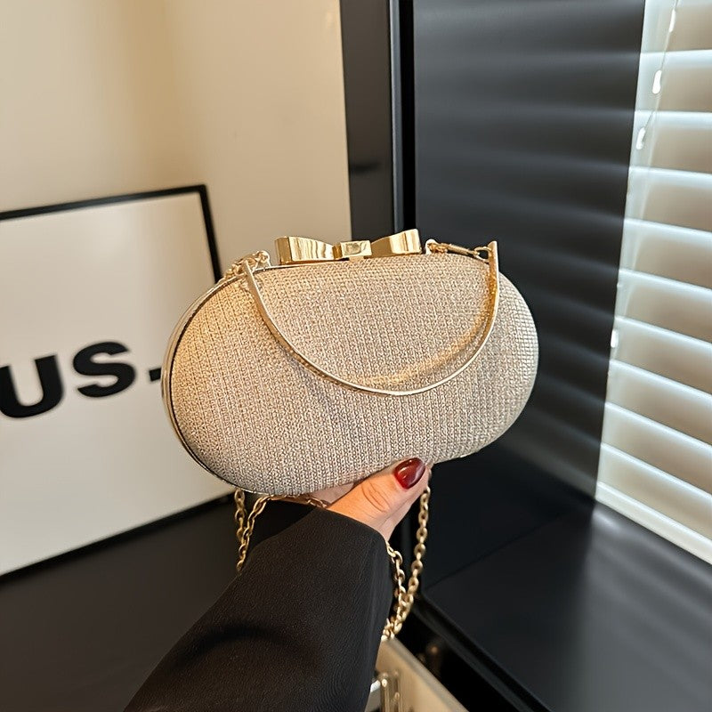 Light luxury sequined hand-held dinner bag, elegant style bag, high-end chain single-shoulder crossbody bag