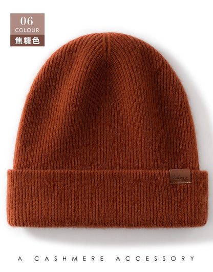 New Autumn Winter 100% Cashmere Hat Knitted Mountaineering Wool Hat Outdoor Skiing Double Layer Men and Women Thickened Warm