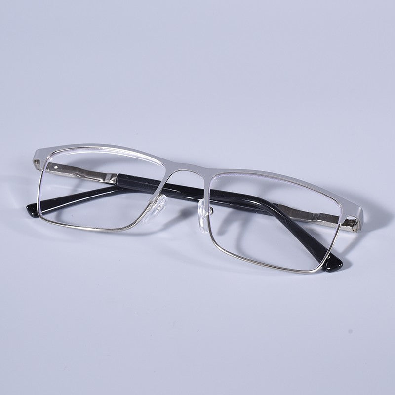 Anti Blue Light Men Reading Glasses Metal Full Frame Business Eyeglasses For Men Square Double Color Reading Eyewear +100+150