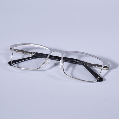 Anti Blue Light Men Reading Glasses Metal Full Frame Business Eyeglasses For Men Square Double Color Reading Eyewear +100+150
