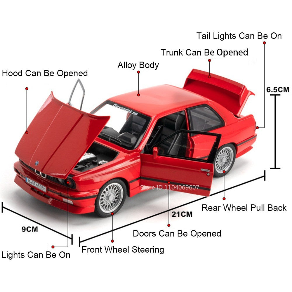 1:24 M3 Modelo Miniatura Carros de Brinquedo Liga Fundido Som Luz Porta Aberta Puxar Para Trás Absorção de Choque Modelos de Enfeite para Presentes Infantis